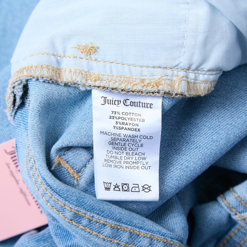 Juicy Couture NWT Low Rise Abbot Side Seam Logo Indigo Light Wash 9/29 y2k - Picture 8 of 12